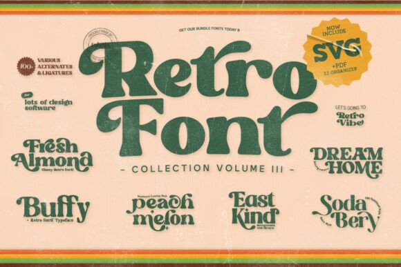 Retro Groovy Bundle: 7 Funky Fonts for Your Projects